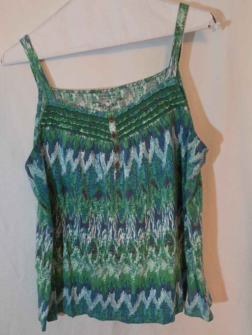 Sonoma Green and Blue Patterned Camisole